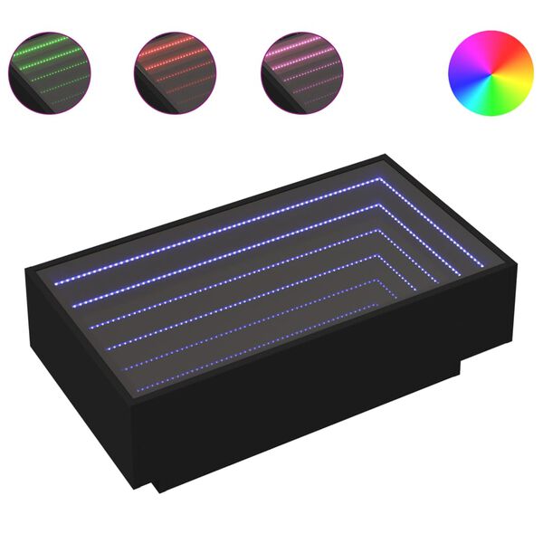 vidaXL Table basse avec LED noir 90x50x30 cm bois d'ing&eacute;nierie