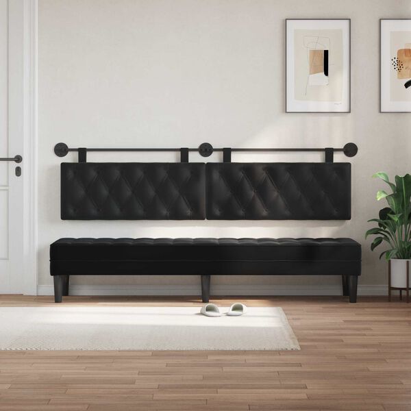 vidaXL T&ecirc;te de lit suspendue Noir 210 x 55 x 7 cm Velours