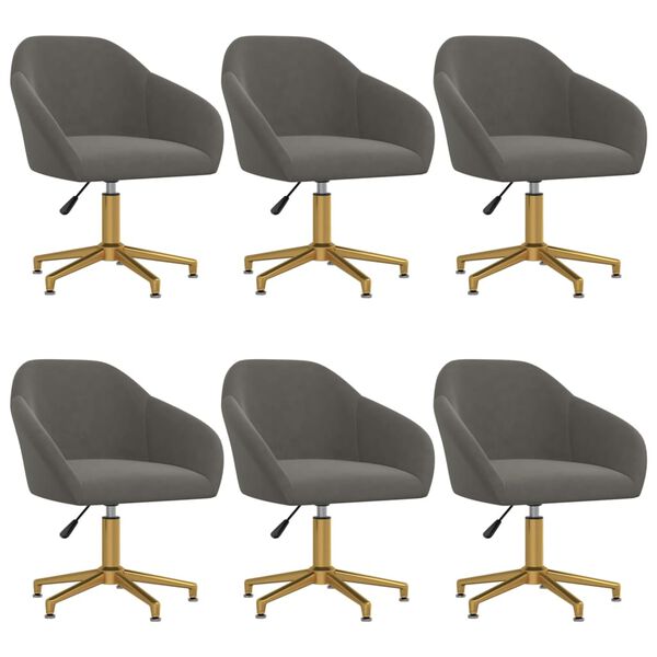 vidaXL Chaises pivotantes &agrave; manger lot de 6 gris fonc&eacute; velours