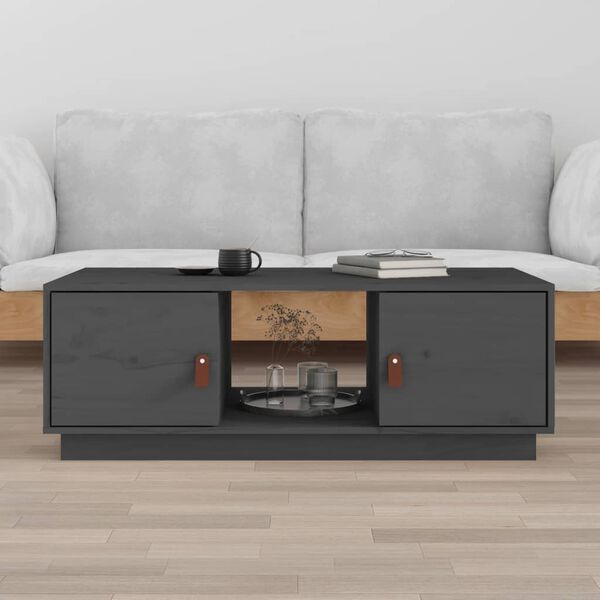 vidaXL Table basse Gris 100x50x35 cm Bois massif de pin