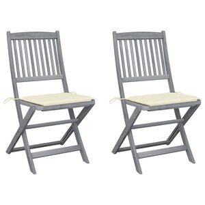 vidaXL Chaises pliables d'ext&eacute;rieur lot de 2 et coussins Bois d'acacia