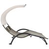 vidaXL Chaise longue double avec auvent textil&egrave;ne taupe