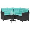 vidaXL Canap&eacute; de jardin 2 pcs Noir et turquoise Poly rotin
