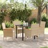 vidaXL Ensemble de salle &agrave; manger pour jardin 5 pcs Beige polyrotin