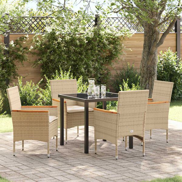 vidaXL Ensemble de salle &agrave; manger pour jardin 5 pcs Beige polyrotin