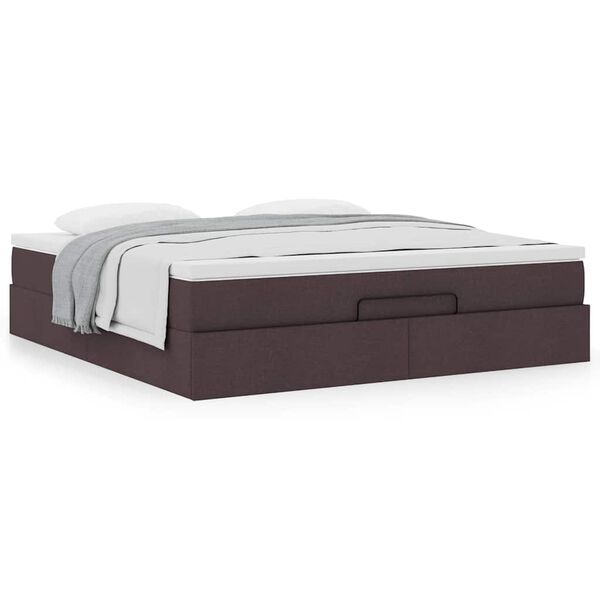 VidaXL Cadre de lit ottoman avec matelas marron fonc&eacute; 160x200 cm tissu