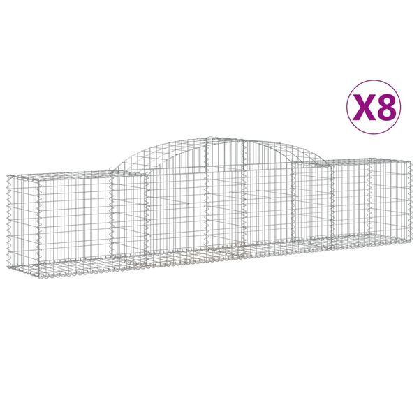 vidaXL Paniers à gabions arqués 8 pcs 300x50x60/80 cm fer galvanisé