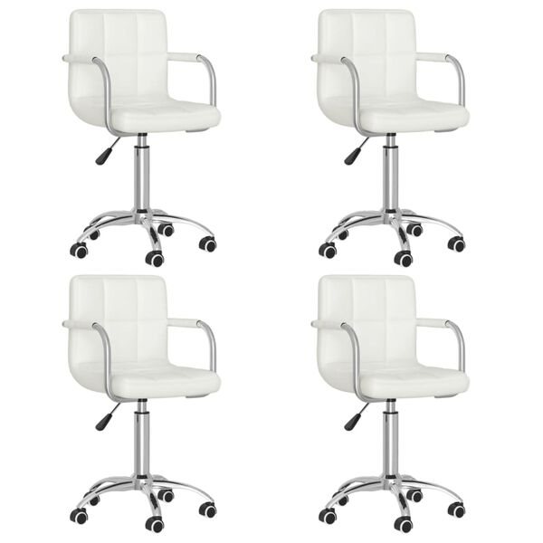 vidaXL Chaises pivotantes &agrave; manger lot de 4 blanc similicuir