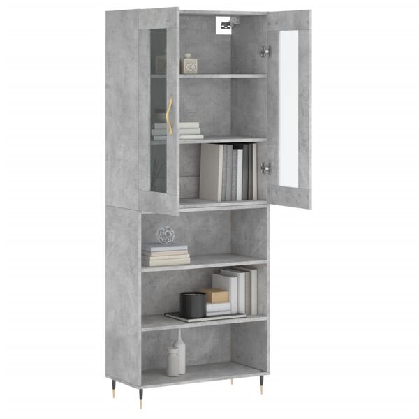 vidaXL Buffet haut Gris béton 69,5x34x180 cm Bois d'ingénierie