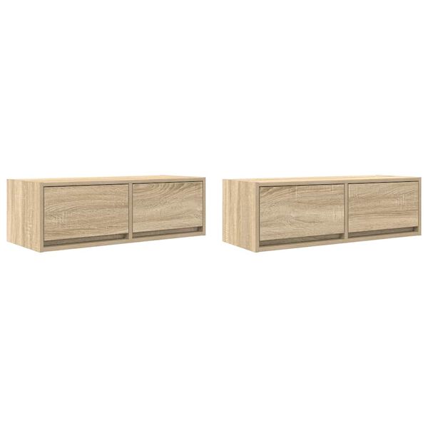 vidaXL Meubles TV 2 pcs ch&ecirc;ne sonoma 80x31x25,5 cm bois d'ing&eacute;nierie