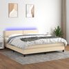 vidaXL Sommier &agrave; lattes de lit avec matelas LED Cr&egrave;me 180x200 cm Tissu