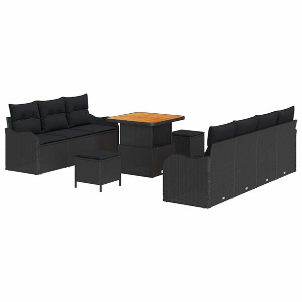 vidaXL Ensemble de canap&eacute; de jardin avec coussin 10 pcs Noir