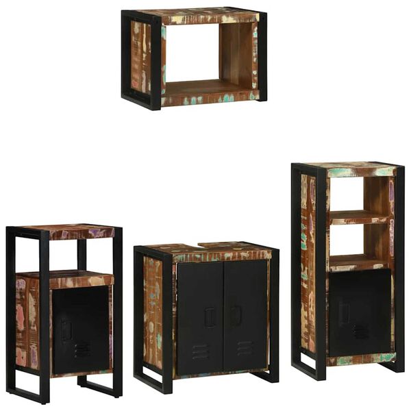 vidaXL Ensemble de mobilier de salle de bain 4 pcs Bois Recycl&eacute; Solide