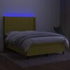 vidaXL Sommier &agrave; lattes de lit matelas et LED Vert 140x190 cm Tissu