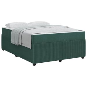 vidaXL Cadre de lit avec matelas Vert fonc&eacute; 140 x 200 cm tissu