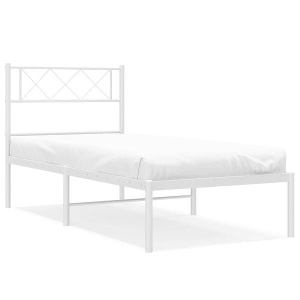 vidaXL Cadre de lit m&eacute;tal sans matelas avec t&ecirc;te de lit blanc 80x200cm