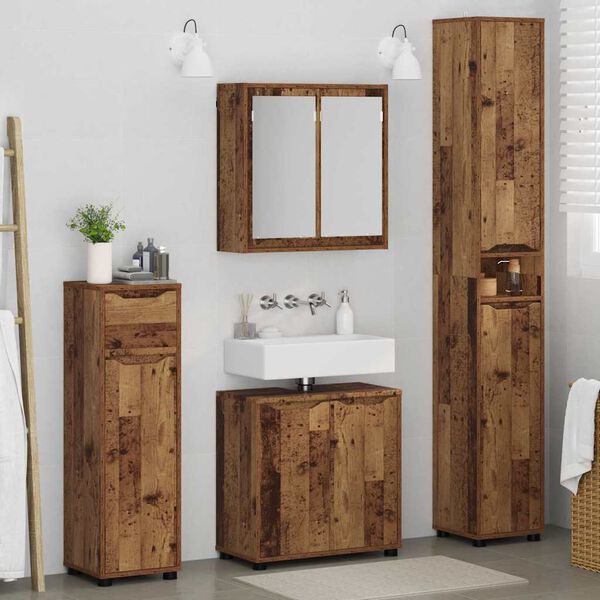vidaXL Ensemble de mobilier de salle de bain 4 pcs Bois Ancien