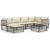 vidaXL Salon de jardin 7 pcs avec coussins anthracite r&eacute;sine tress&eacute;e
