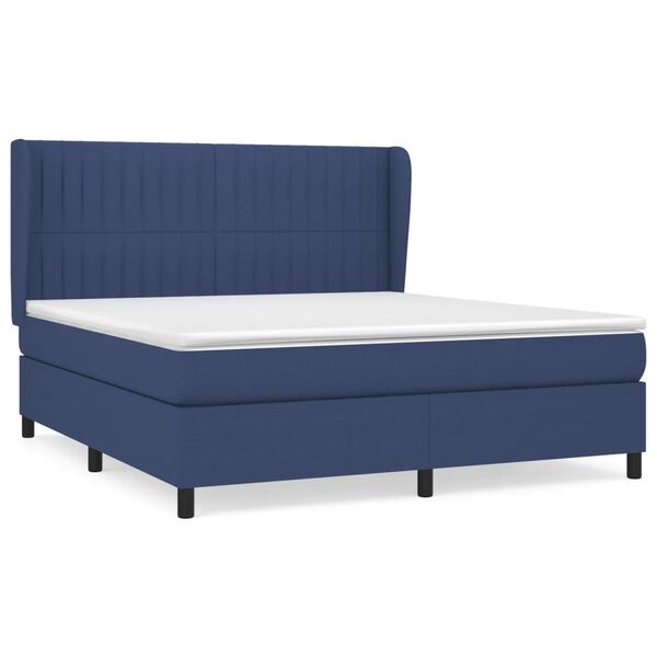 vidaXL Sommier &agrave; lattes de lit avec matelas Bleu 160x200 cm Tissu