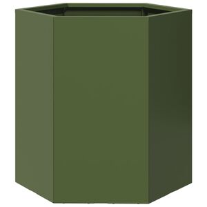 vidaXL Jardini&egrave;re vert olive hexagone 46x40x45 cm acier