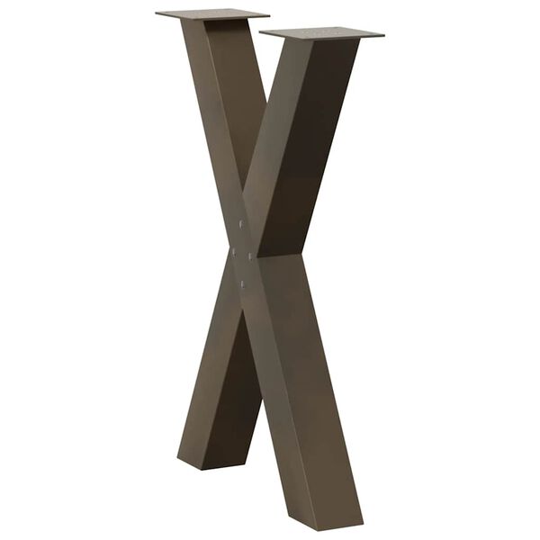 vidaXL Pieds de table &agrave; manger en forme de X, 2 pi&egrave;ces, acier naturel, 50 x (72-73) cm
