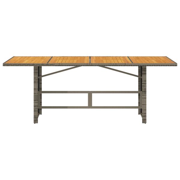 vidaXL Table de jardin et dessus en bois d'acacia gris résine tressée