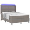 vidaXL Lit &agrave; ressort LED avec matelas Taupe 140 x 190 cm tissu