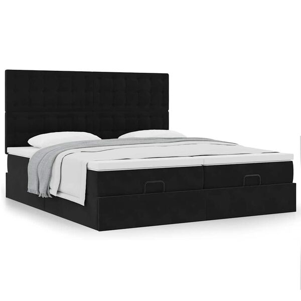 VidaXL Cadre de lit ottoman avec matelas noir 180x200cm velours
