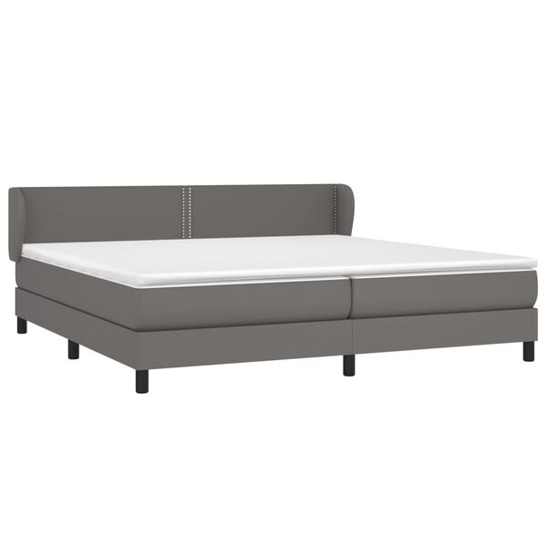 vidaXL Sommier &agrave; lattes de lit avec matelas Gris 200x200 cm Similicuir