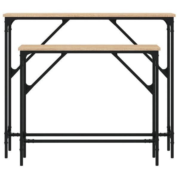 vidaXL Tables console 2 pcs ch&ecirc;ne sonoma bois d'ing&eacute;nierie