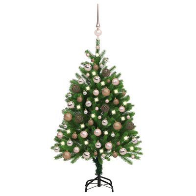 vidaXL Arbre de Noël artificiel pré-éclairé et boules 120 cm vert