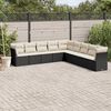 vidaXL Salon de jardin 9 pcs avec coussins noir résine tressée