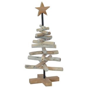 vidaXL Sapin de No&euml;l avec support Marron 60 cm Bois de teck solide