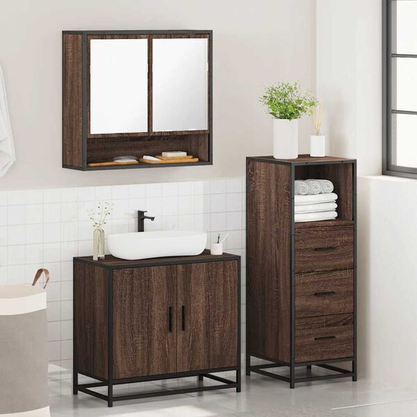 vidaXL Ensemble de meubles de salle de bain 3 pcs Chêne marron