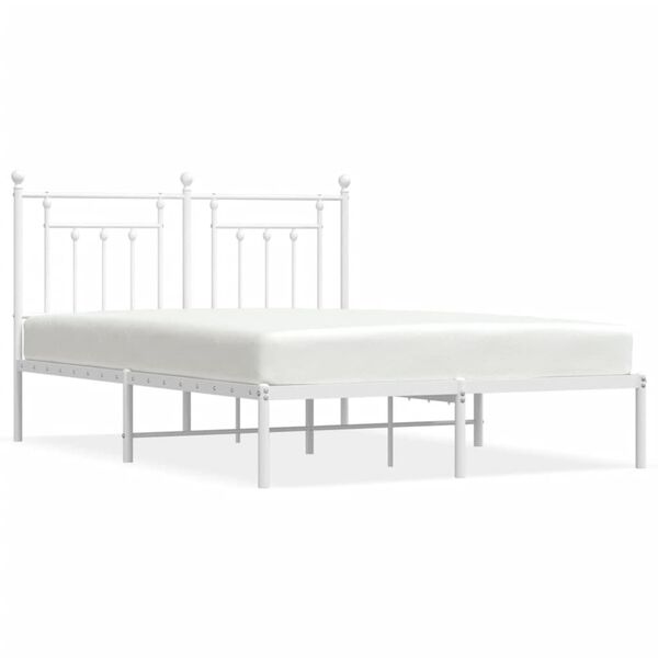 vidaXL Cadre de lit métal sans matelas et tête de lit blanc 140x190 cm