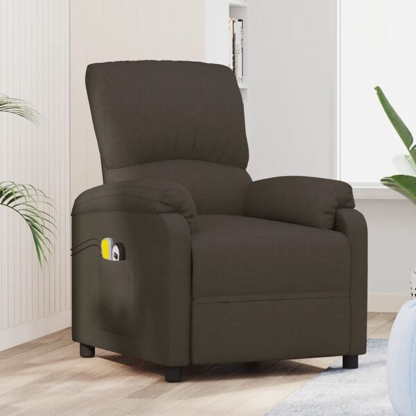 vidaXL Fauteuil électrique de massage Marron foncé Tissu