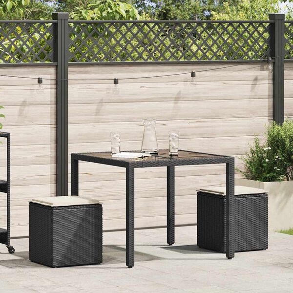 vidaXL Tabourets jardin coussins 2 pcs noir 40x40x43 cm résine tressée
