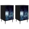 vidaXL Table de chevet RAALTE 2 pc Ch&ecirc;ne noir 36 x 33 x 61 cm