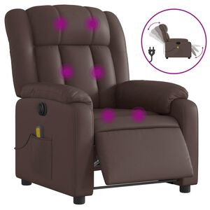 vidaXL Fauteuil de massage inclinable &eacute;lectrique marron similicuir