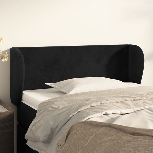 vidaXL T&ecirc;te de lit avec oreilles Noir 93x23x78/88 cm Velours