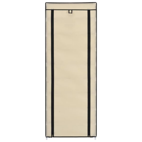vidaXL Armoire &agrave; chaussures avec housse Cr&egrave;me 57x29x162 cm Tissu