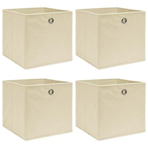 vidaXL Bo&icirc;tes de rangement 4 pcs Cr&egrave;me 32x32x32 cm Tissu