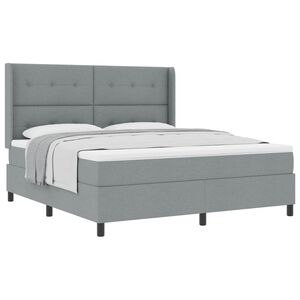 vidaXL Lit &agrave; ressorts avec matelas Gris clair 180 x 200 cm tissu