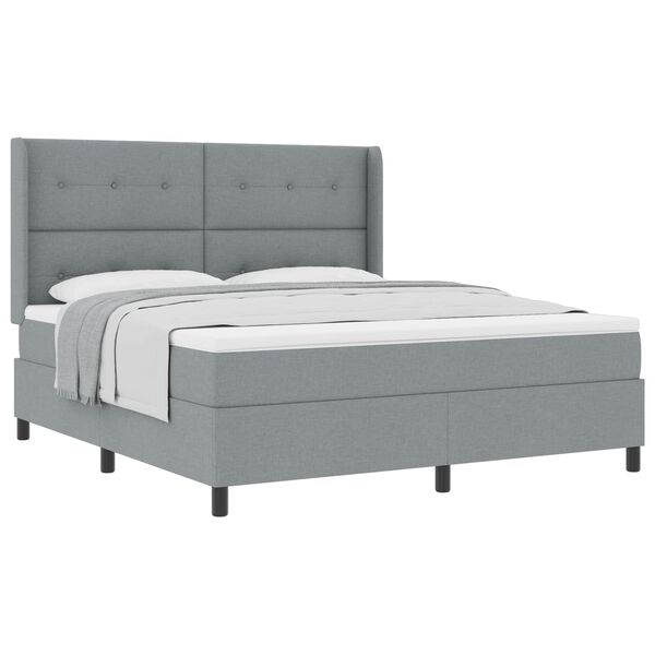 vidaXL Lit &agrave; ressorts avec matelas Gris clair 180 x 200 cm tissu