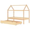 vidaXL Cadre de lit pour enfant et un tiroir bois pin massif 80x160 cm