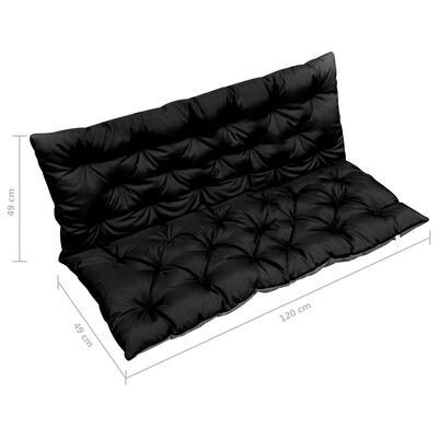 vidaXL Coussin pour balancelle Noir et gris 120 cm Tissu