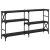 vidaXL Table console Ch&ecirc;ne noir 150 x 29 x 76,5 cm Bois d'ing&eacute;nierie