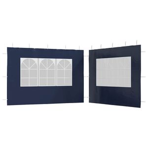 vidaXL Paroi de tente de r&eacute;ception 2 pcs avec fen&ecirc;tre PE Bleu
