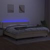 vidaXL Sommier &agrave; lattes de lit et matelas et LED Cr&egrave;me 200x200cm Tissu