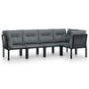 vidaXL Salon de jardin 5 pcs noir et gris résine tressée